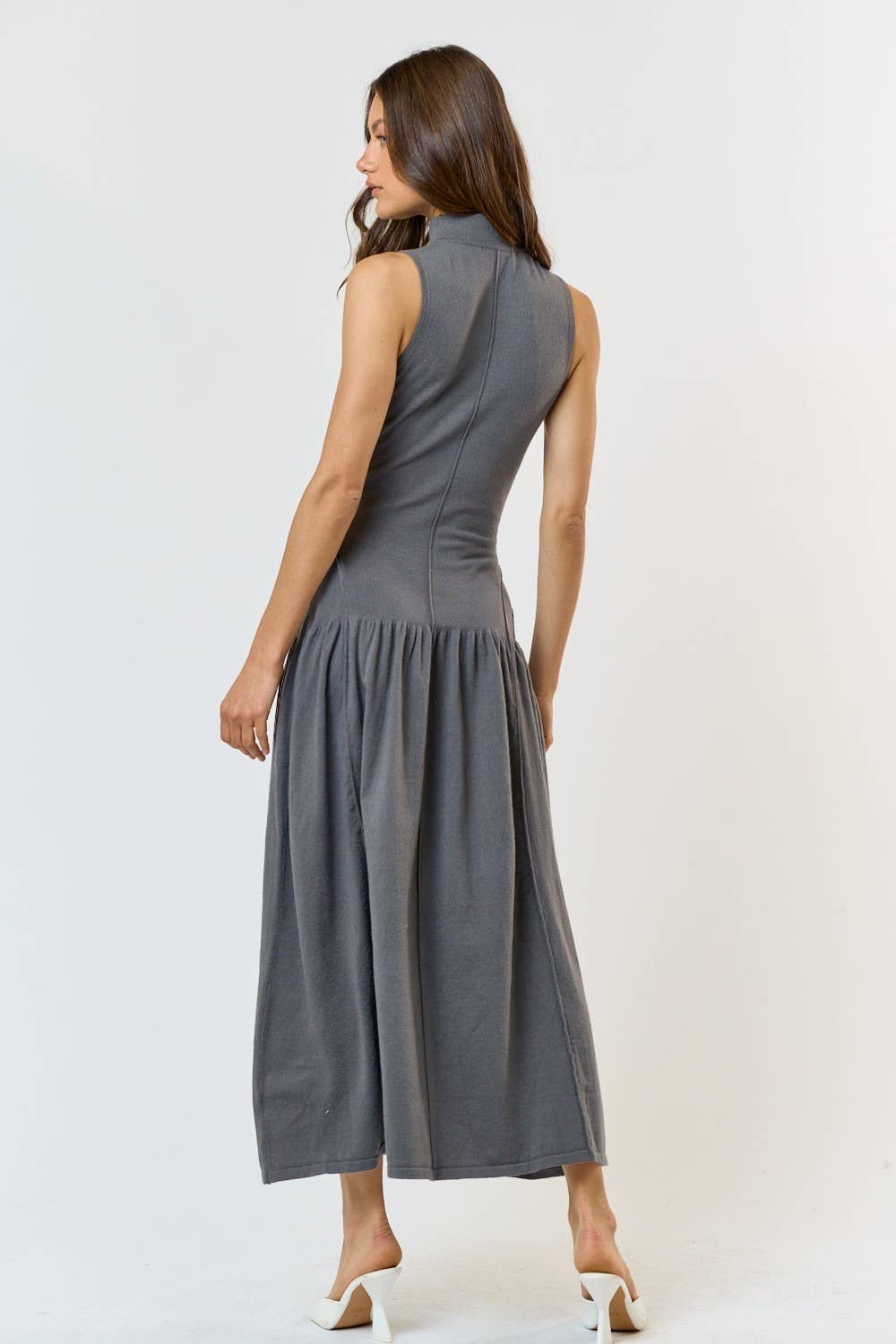 Drop Waist Mock Neck Dress