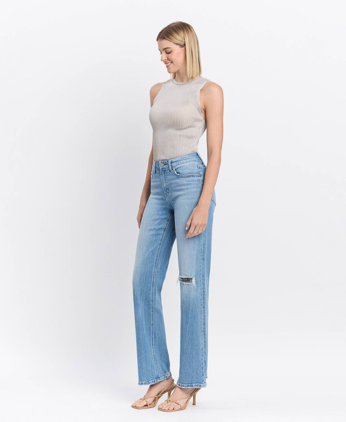 HIGH RISE SLIM WIDE JEANS