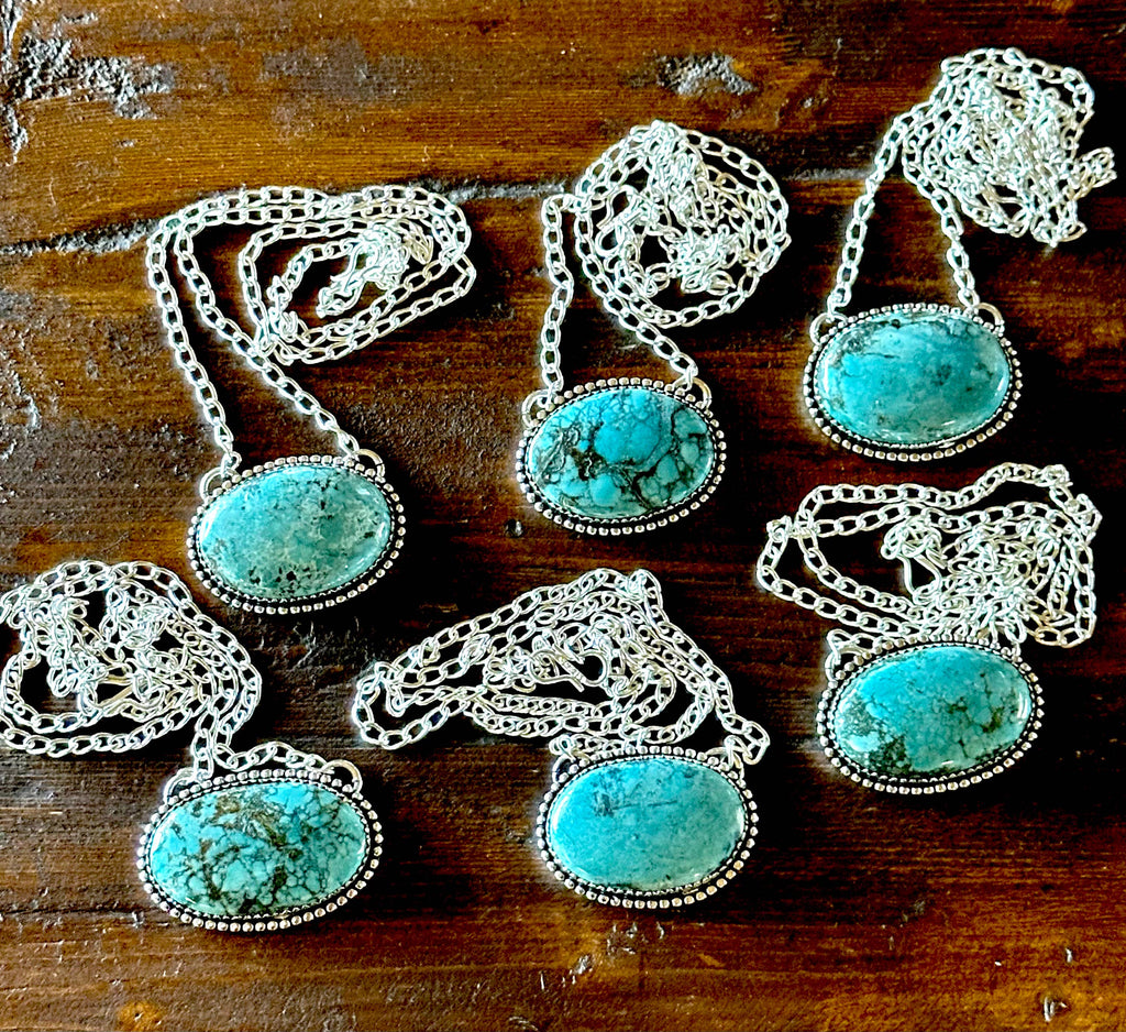 925 Sterling Silver and Genuine Turquoise Necklace