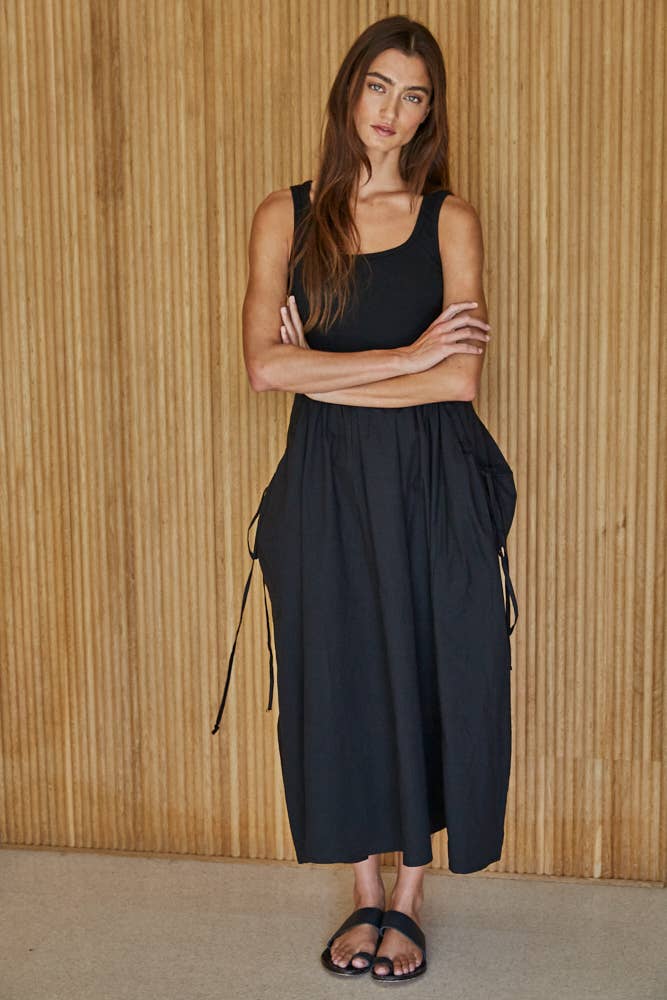 Cotton Poplin Skirt Bodice Midi Dress