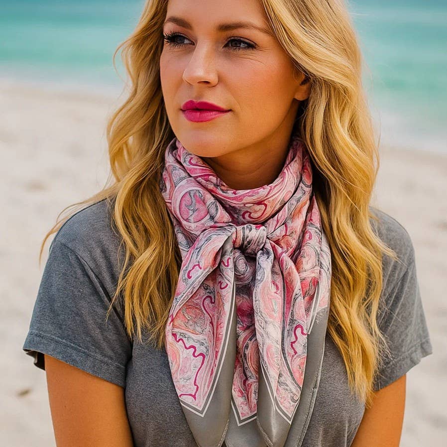 Pink & Grey Paisley Wild Rag/Scarf