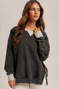 Color Block Snow Wash Oversized Sweatshirt