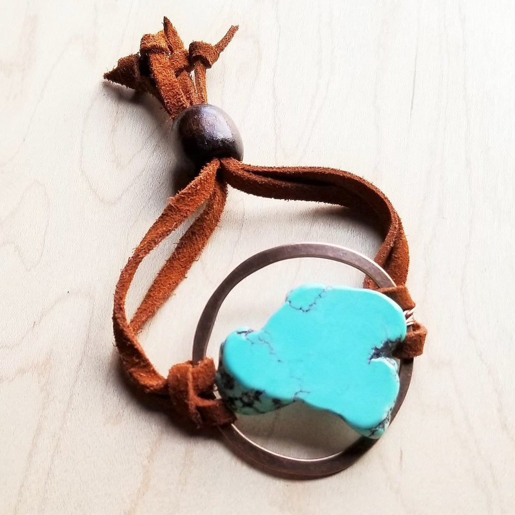 Turquoise Bracelet Stone Slab & Adjustable Tie