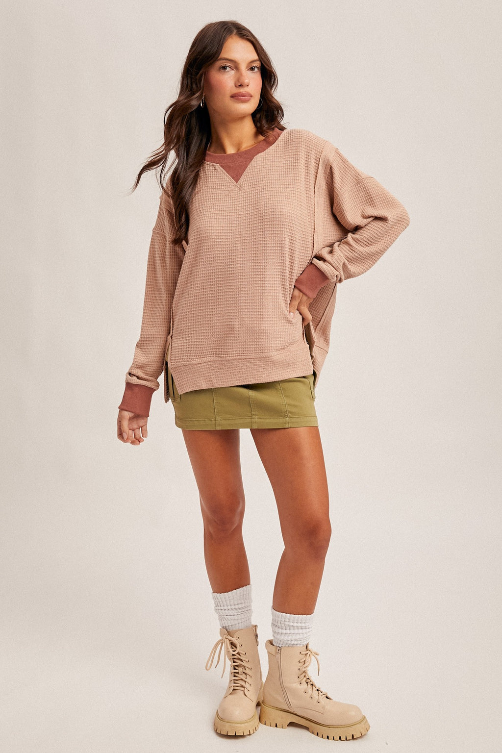 Brushed Thermal Crew Neck Oversized Shirt