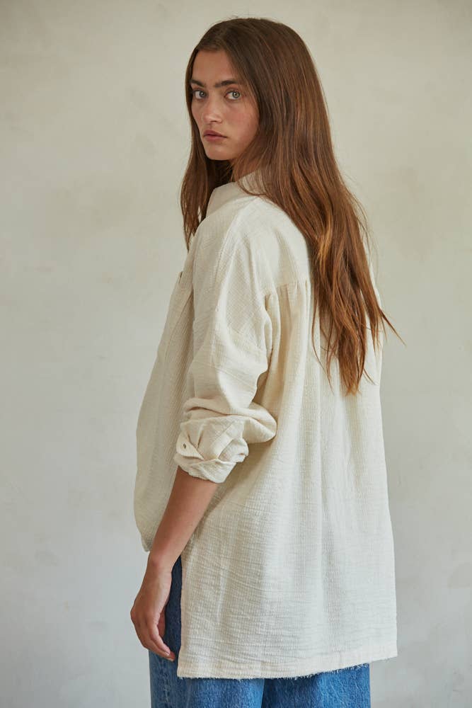Linen Cotton Long Sleeve Button Down