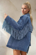 Go Retro Fringed Denim Blazer