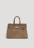 Elizabeth Bag in Taupe Suede and Togo Leather