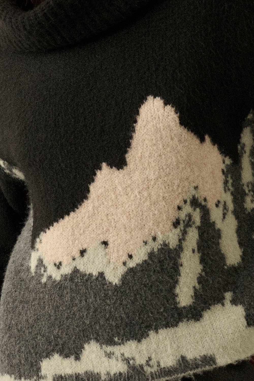 Mountains Fuzzy Jacquard-Knit Turtleneck Sweater