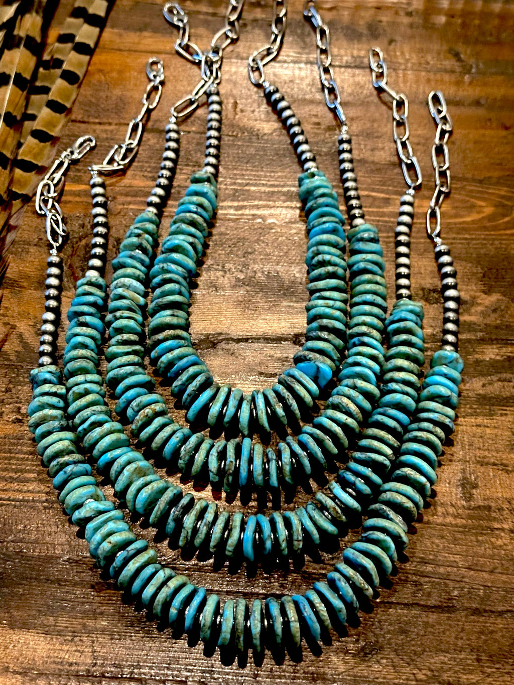Graduated Turquoise Disk Necklace