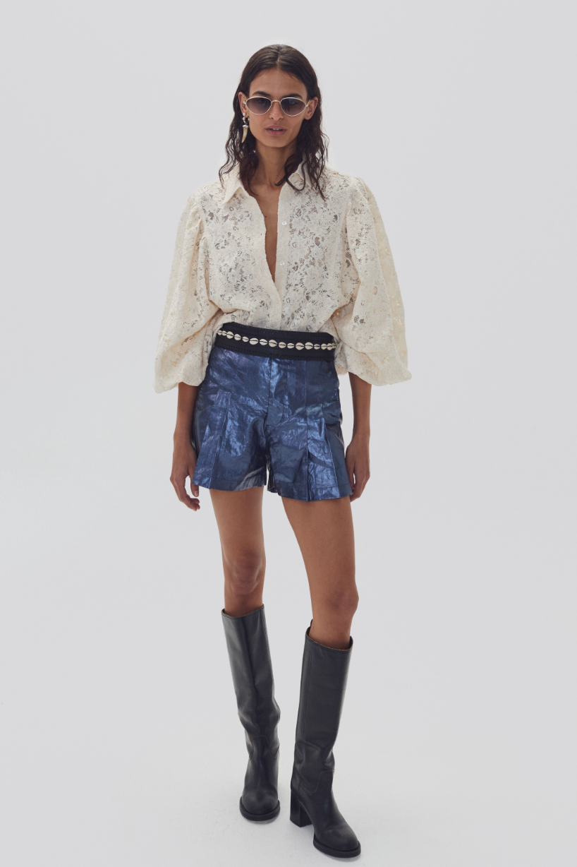 Claire Cotton Lace Shirt - Natural