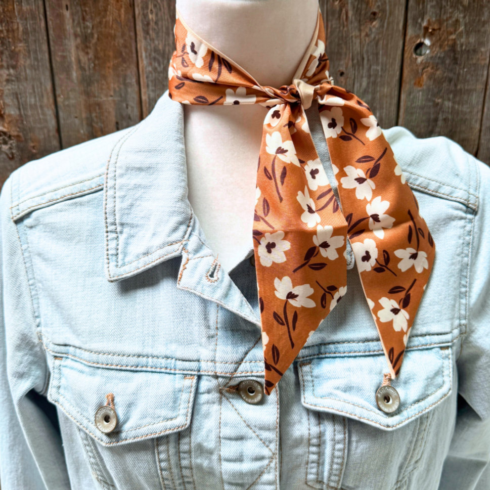 Brown and Cream Skinny Mini Wild Rag Scarf