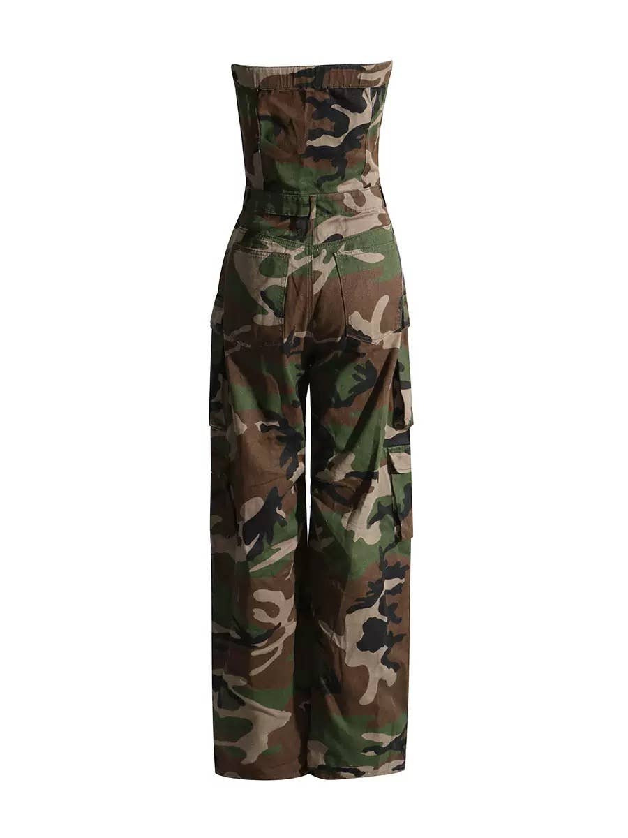 Camo Strapless Jumpsuit