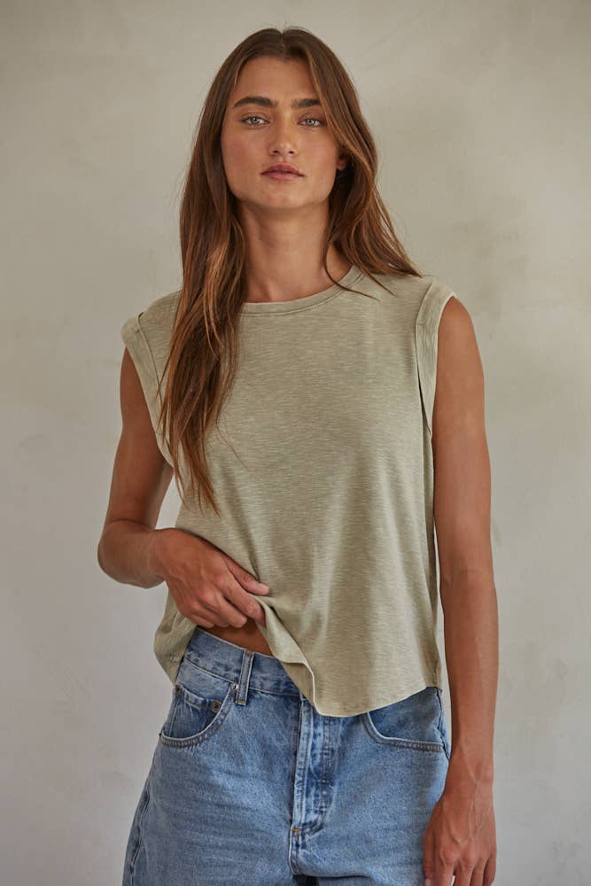 Dyed Cotton Sleeveless Top
