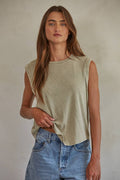 Dyed Cotton Sleeveless Top