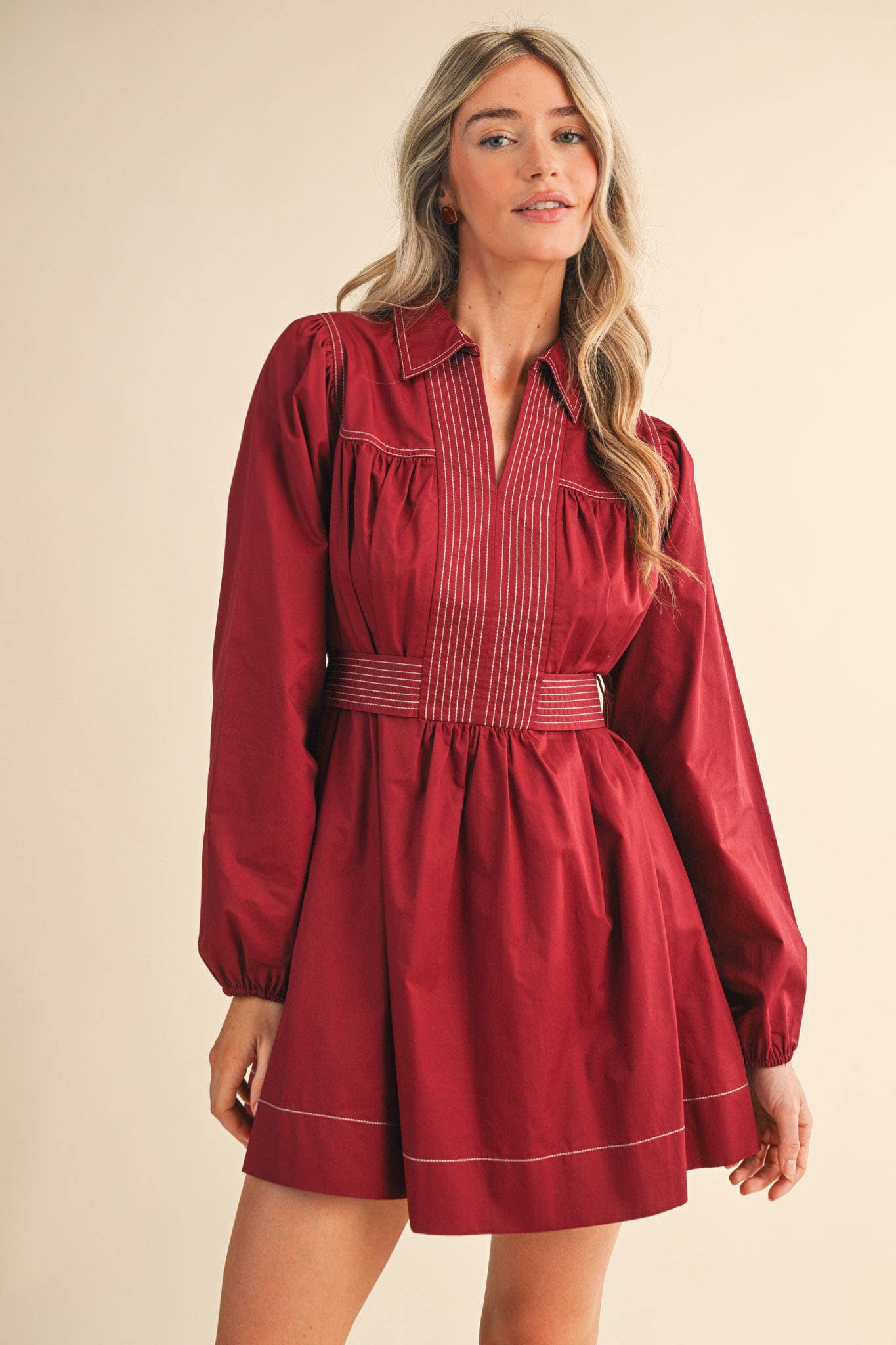 EMBROIDERED SEAM DETAIL DRESS