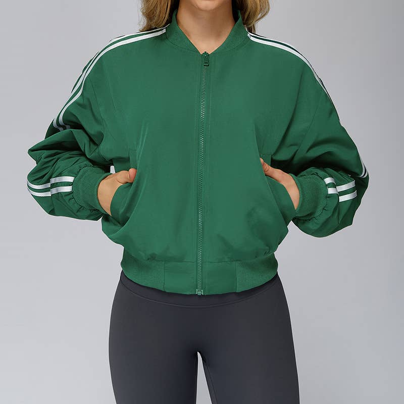 Loose cotton jacket with zipper