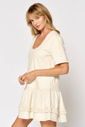 SHORT SLEEVE RUFFLED DRESS