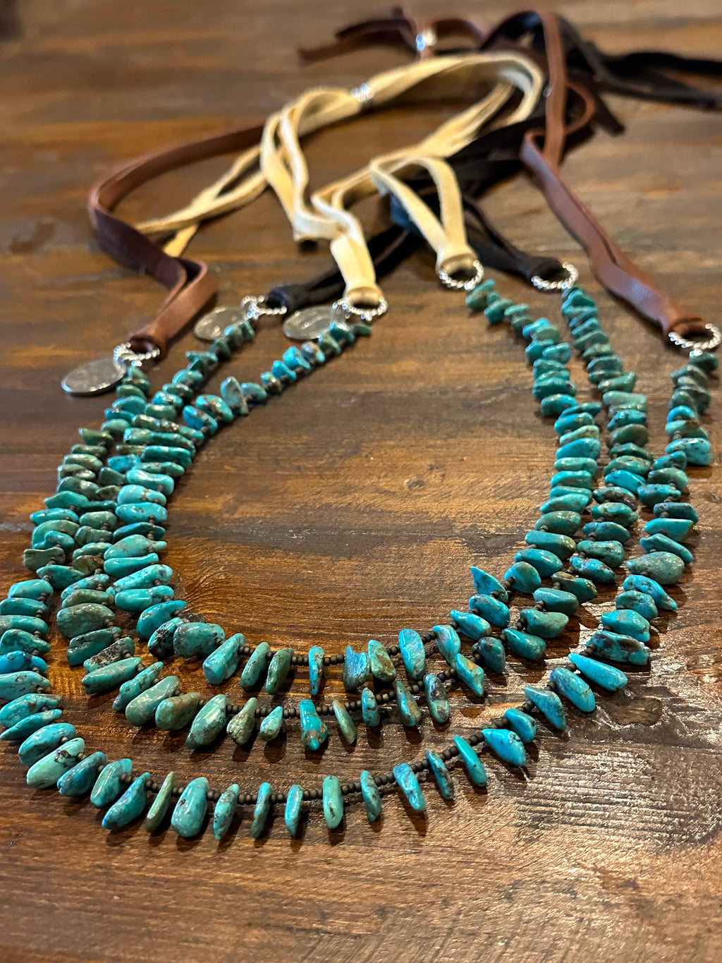 Long layering turquoise chip necklace