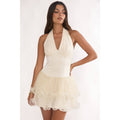 HALTER TULLE MINI DRESS