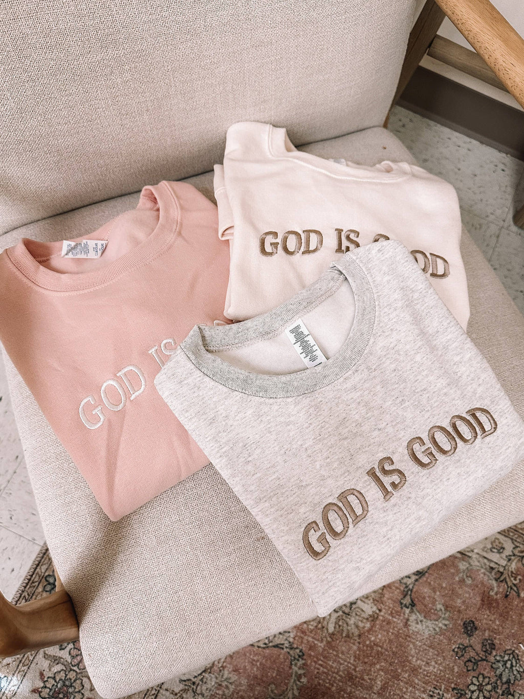 GOD IS GOOD EmbroideredSweatshirts