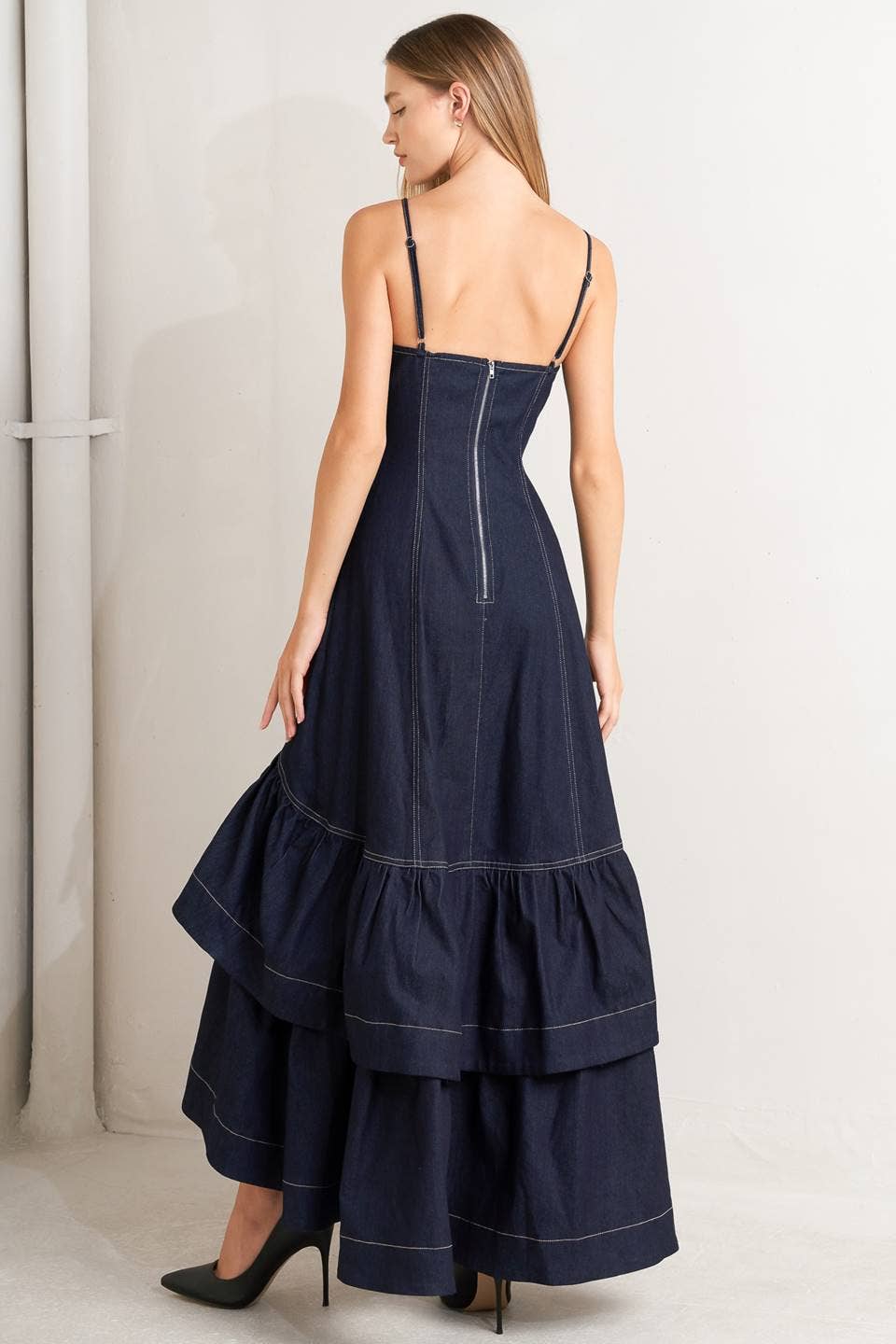 A denim midi dress -