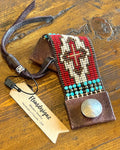 Western Beaded Leather Cuff Bracelet
