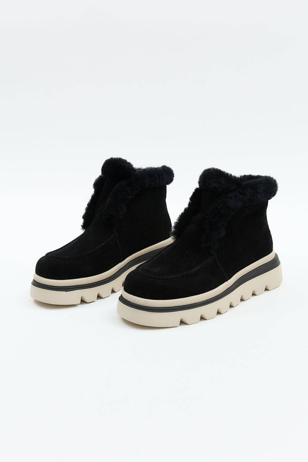 Suede Glavine Black fur lined booties