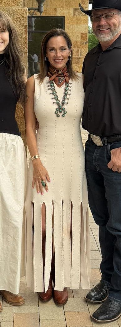 Rhinestone Fringe Midi Dress