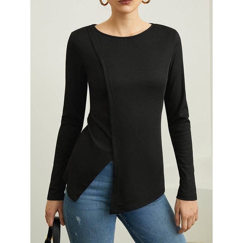 Skinny Split-Joint Round Neck Tee