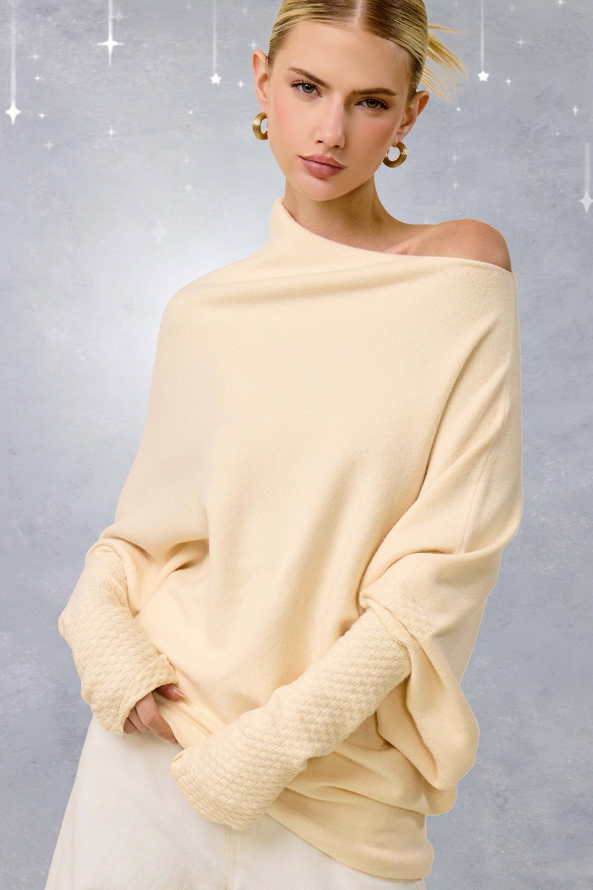 JES3621-Asymmetrical Off-Shoulder Sweater Fall Christmas