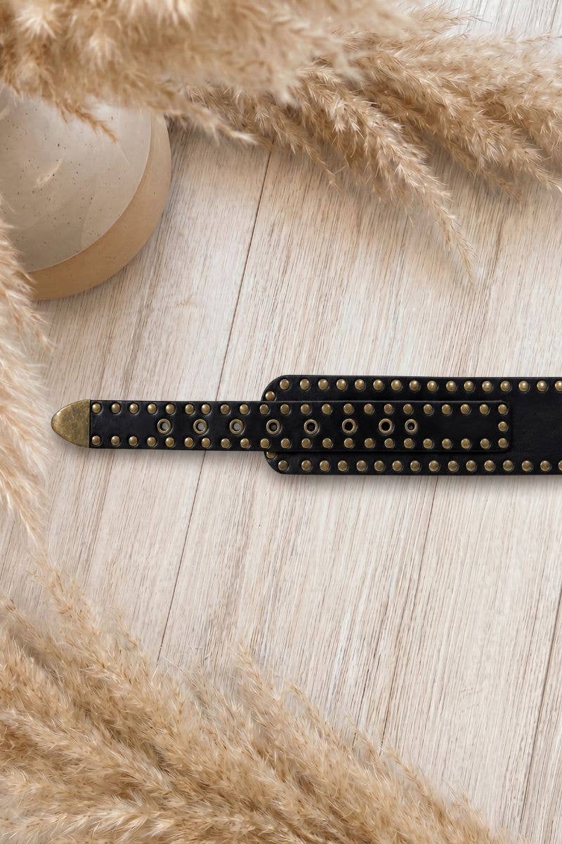 APOLO black leather sash belt