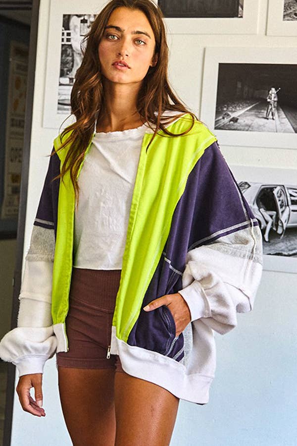 Colorblock  Zip Up Jacket