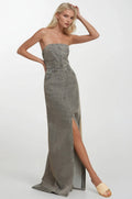 STRAPLESS DENIM MAXI