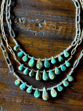 Natural turquoise Briolette Paperclip Chain Necklace/Choker