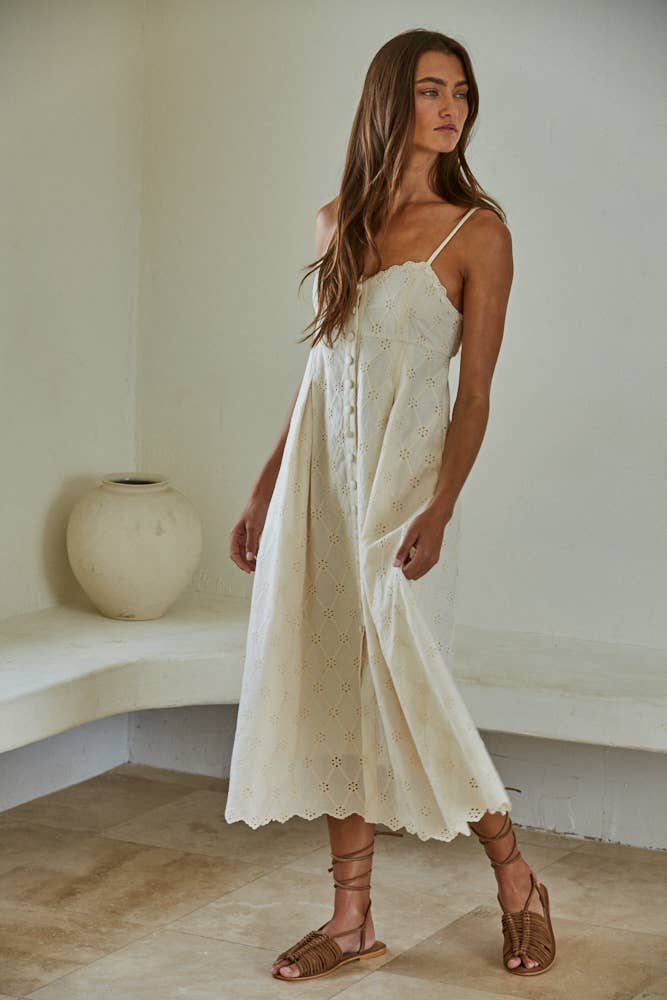 Layna Eyelet Scalloped Hem Dress