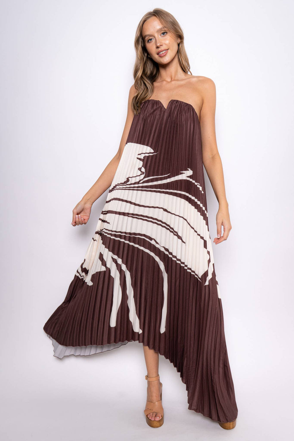 PLEATED MAXI DRESS