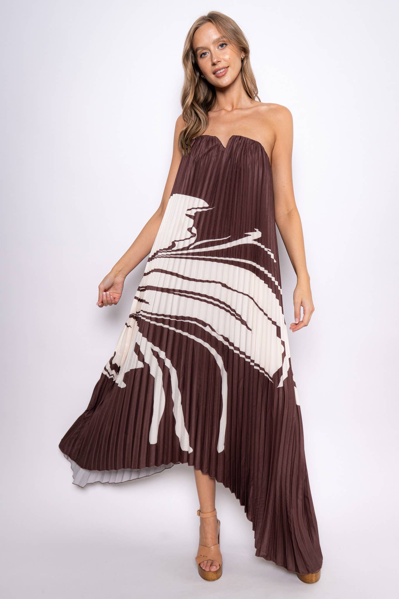 PLEATED MAXI DRESS