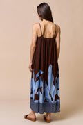 Strappy Leaf Print Maxi Dress