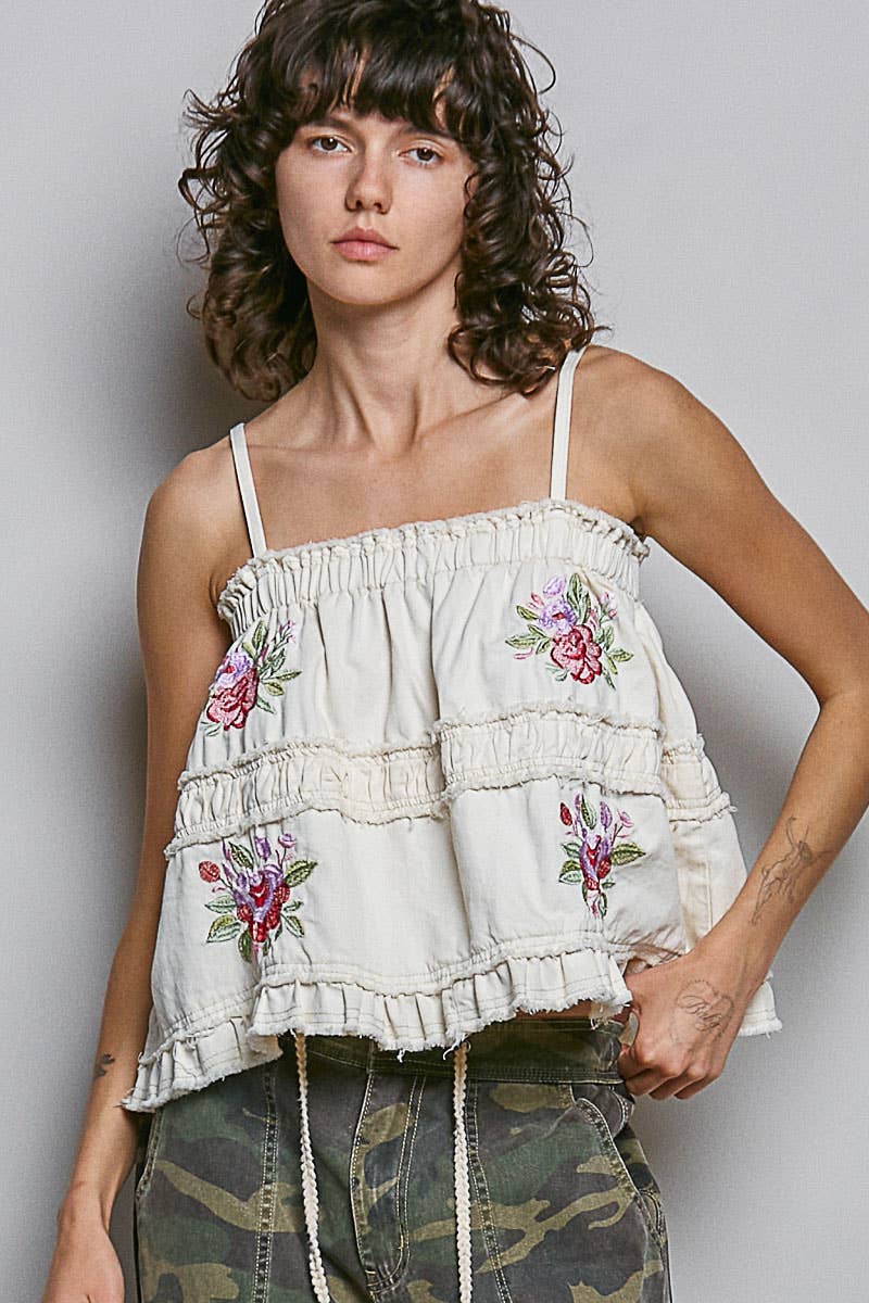 Floral Raw Edge Top