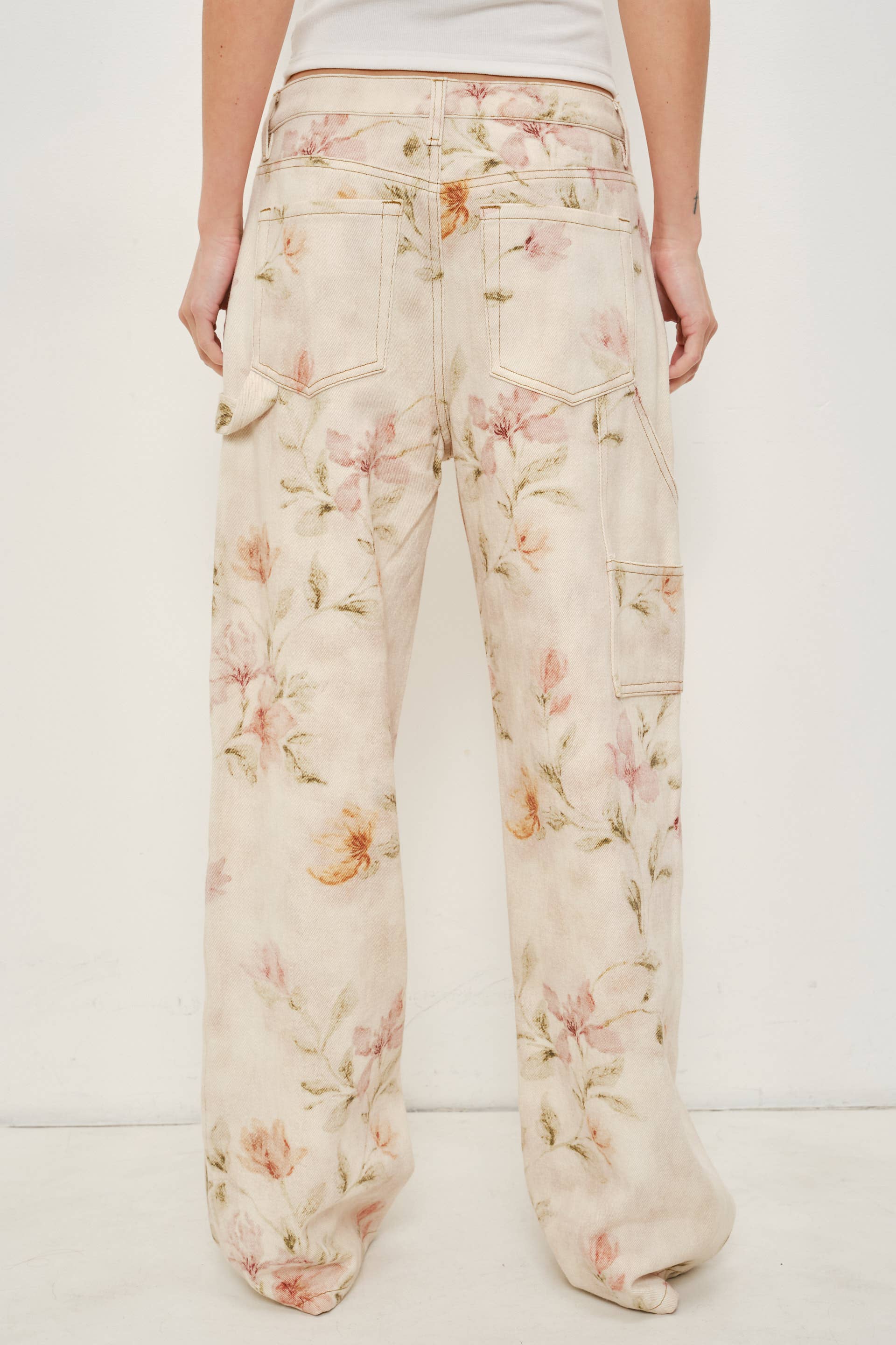 JUSTINA FLORAL DENIM PANTS