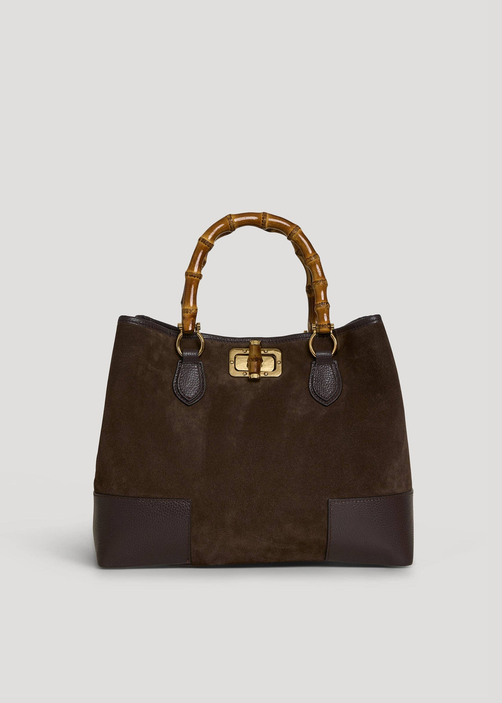 Bamboo Babe Bag in Dark Brown Suede and Leather