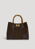 Bamboo Babe Bag in Dark Brown Suede and Leather