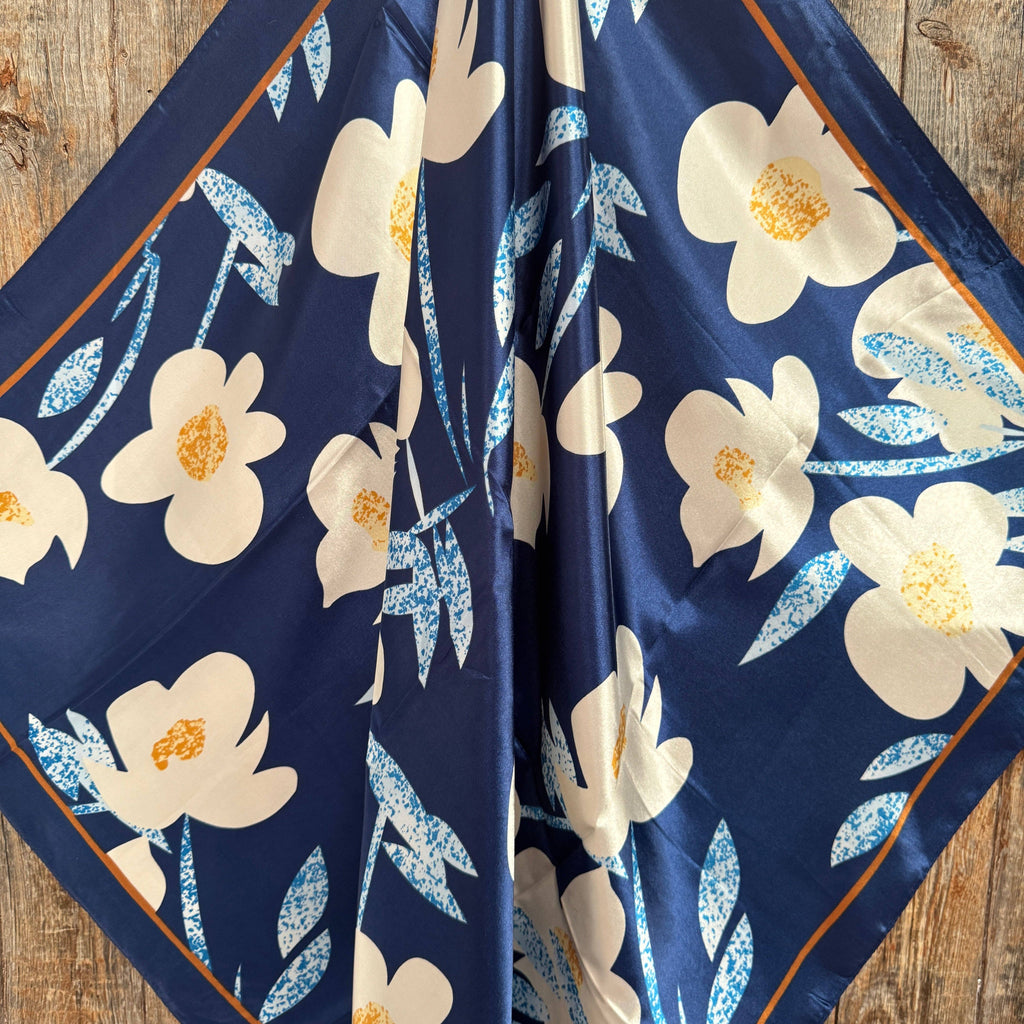 Cream and Blue Wild Rag / Scarf