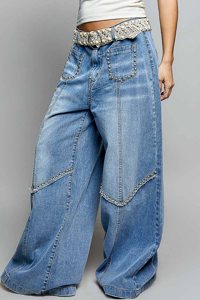 POL Vintage Washed High Rise Wide Pants