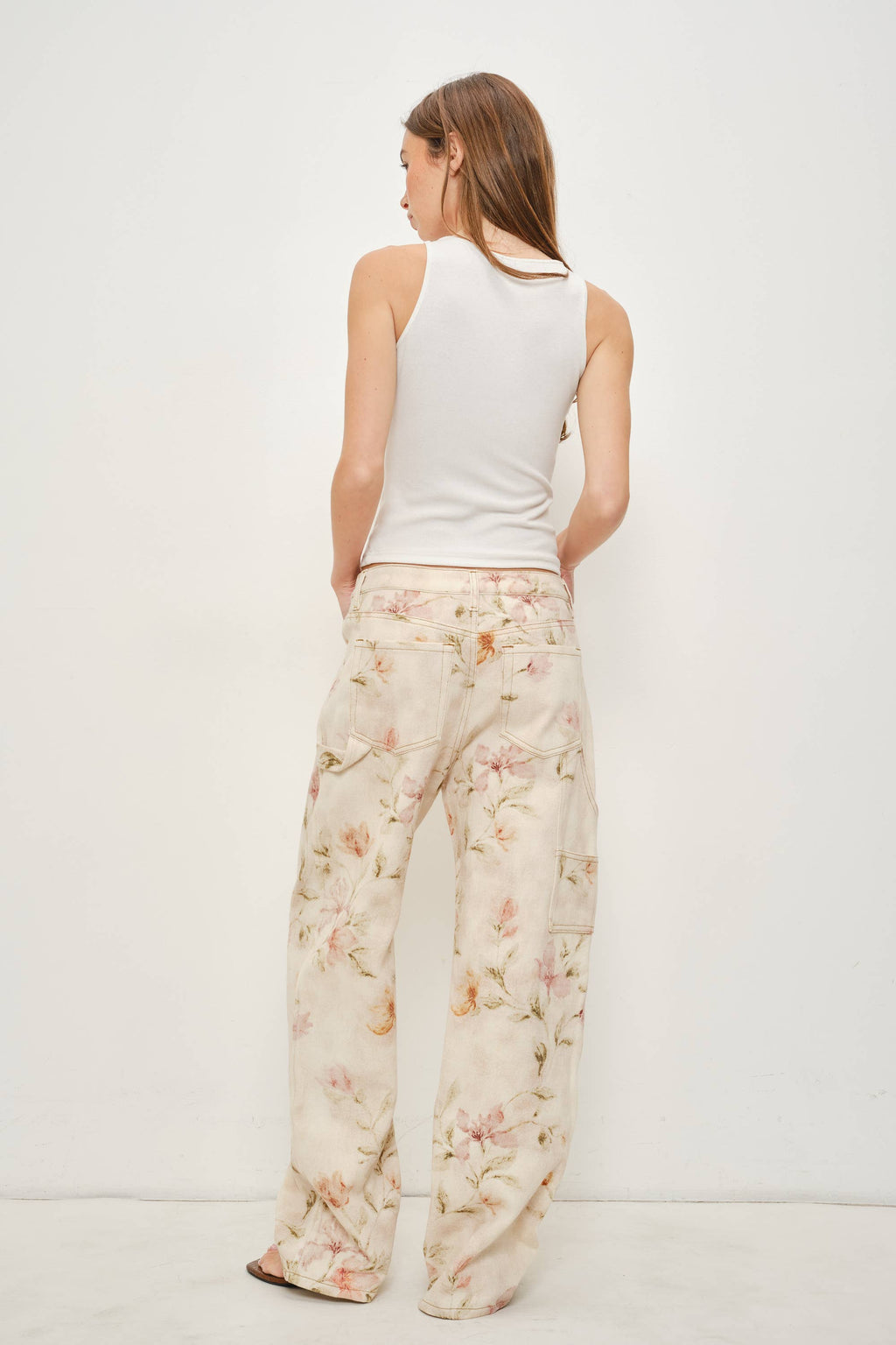 JUSTINA FLORAL DENIM PANTS