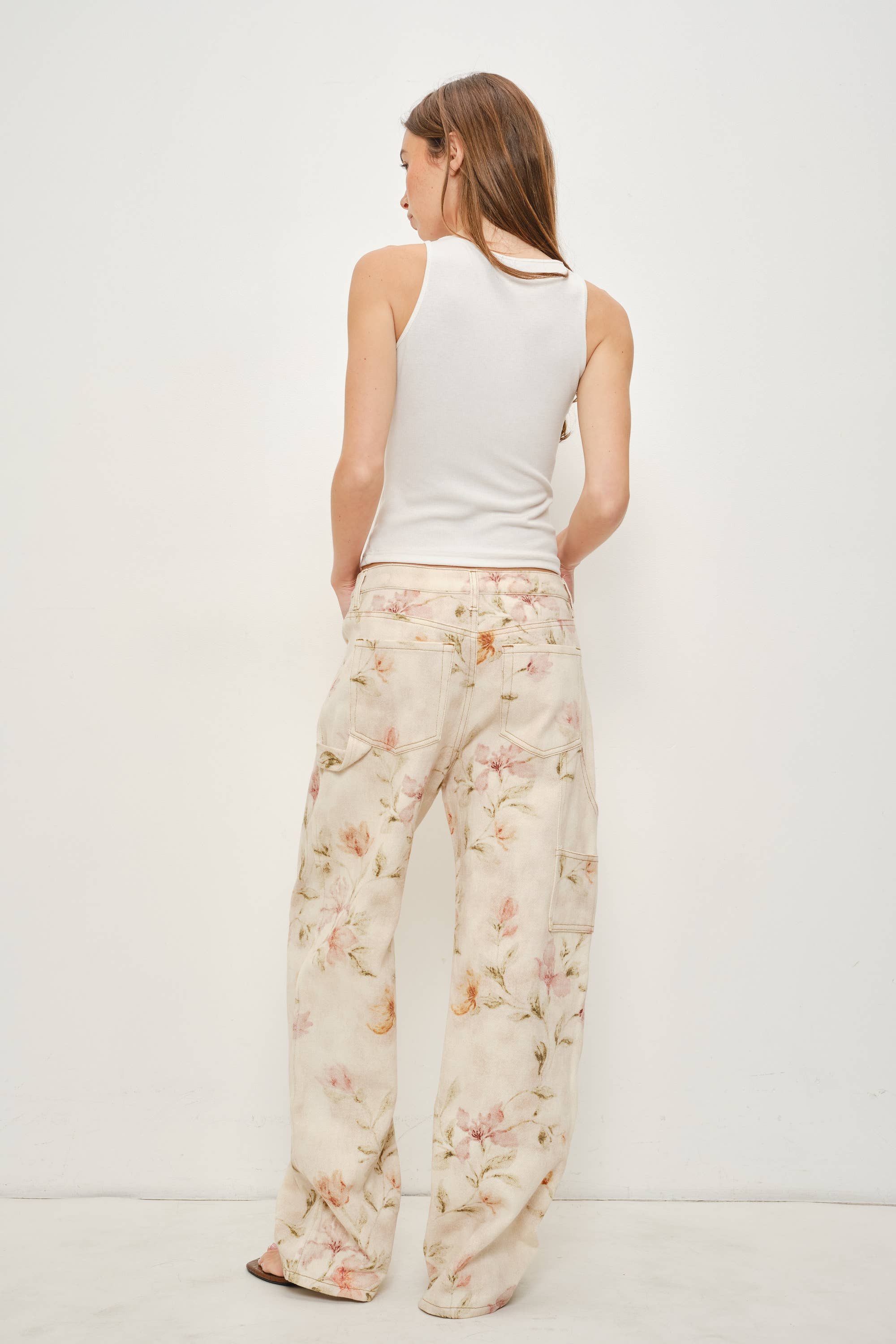 JUSTINA FLORAL DENIM PANTS