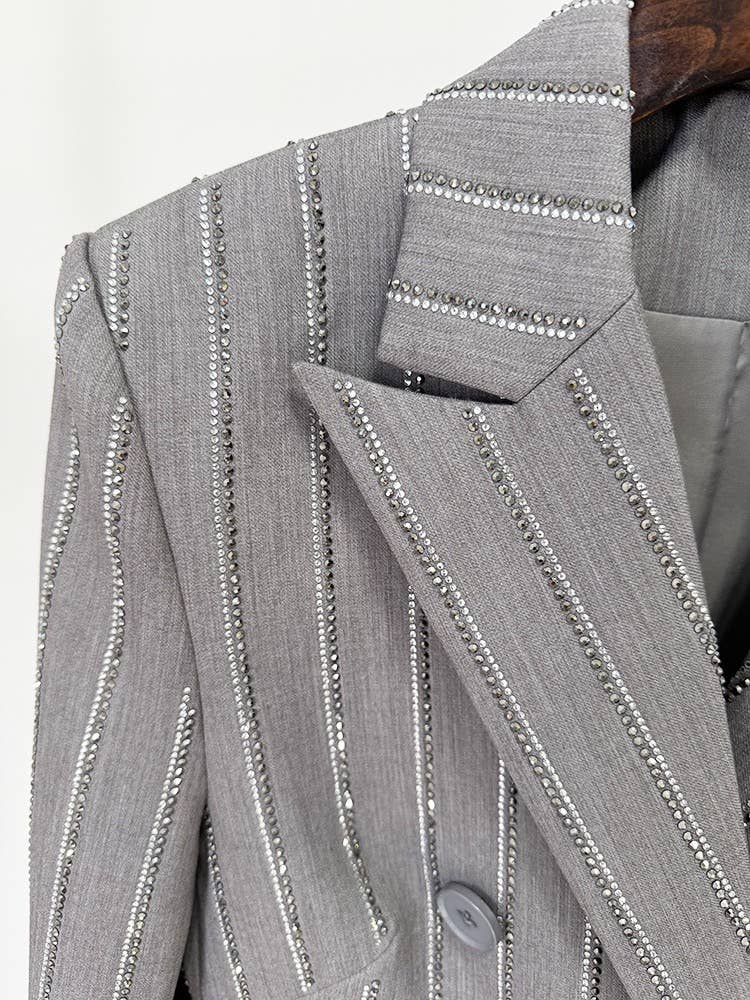 Grey Handmade Hot Diamond Double-Breasted Suit