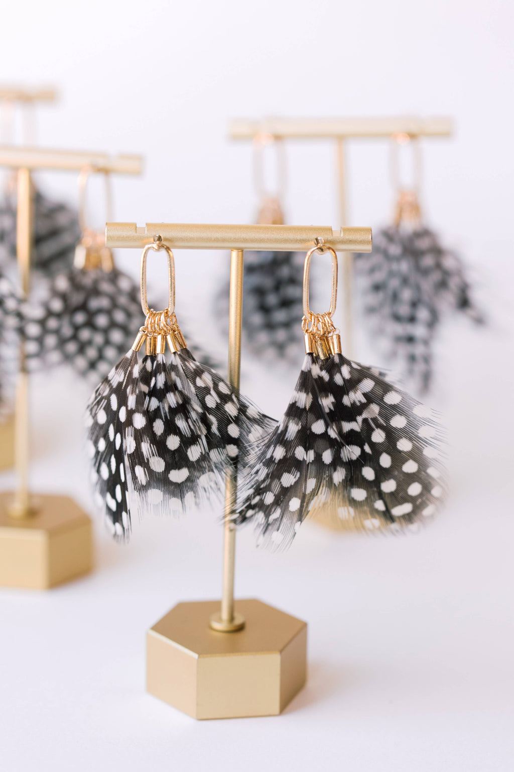Spotted Feather Fall Statement Tassel Earrings