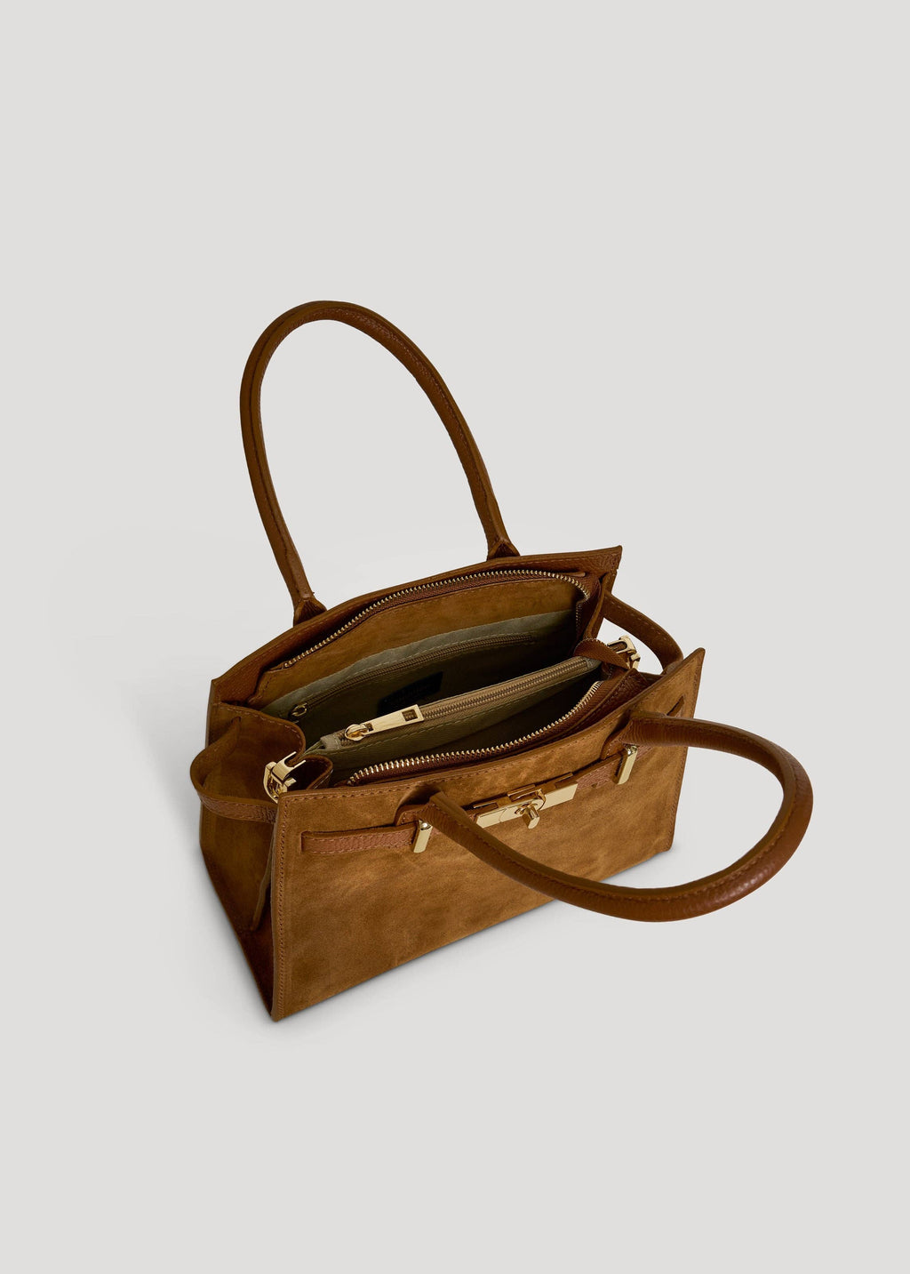 Grace Bag in Tan Suede and Togo Leather
