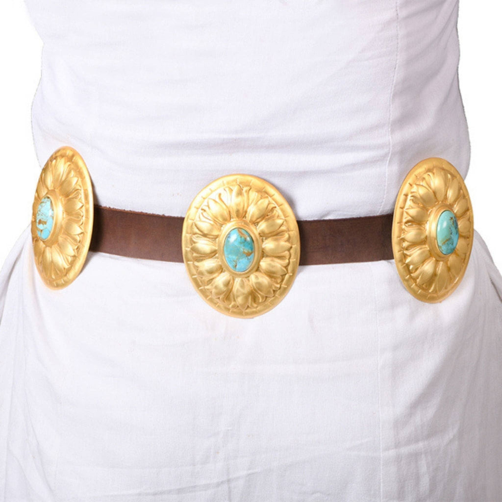 Turquoise and Brass Concho Belt